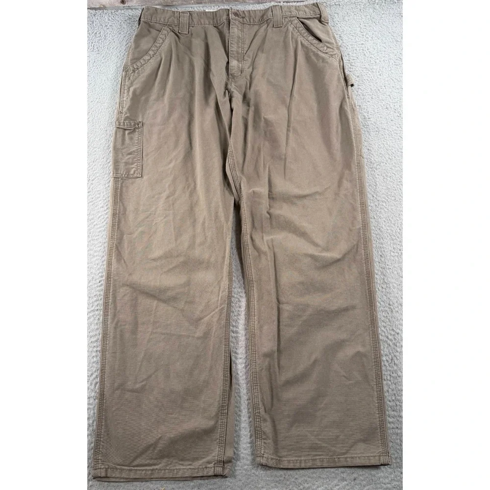 Carhartt Carpenter Pants Men 38x30 Brown Dungaree Fit Straight High Rise B151 LB